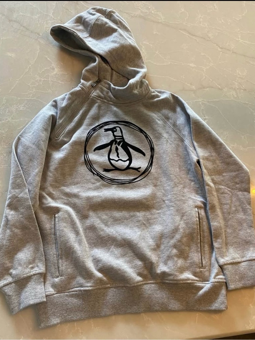 Original Penguin Grey Hoodie with Penguin Emblem